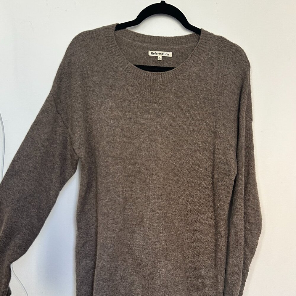 Reformation 100% Cashmere Sweater Dress Taupe/Brown Small